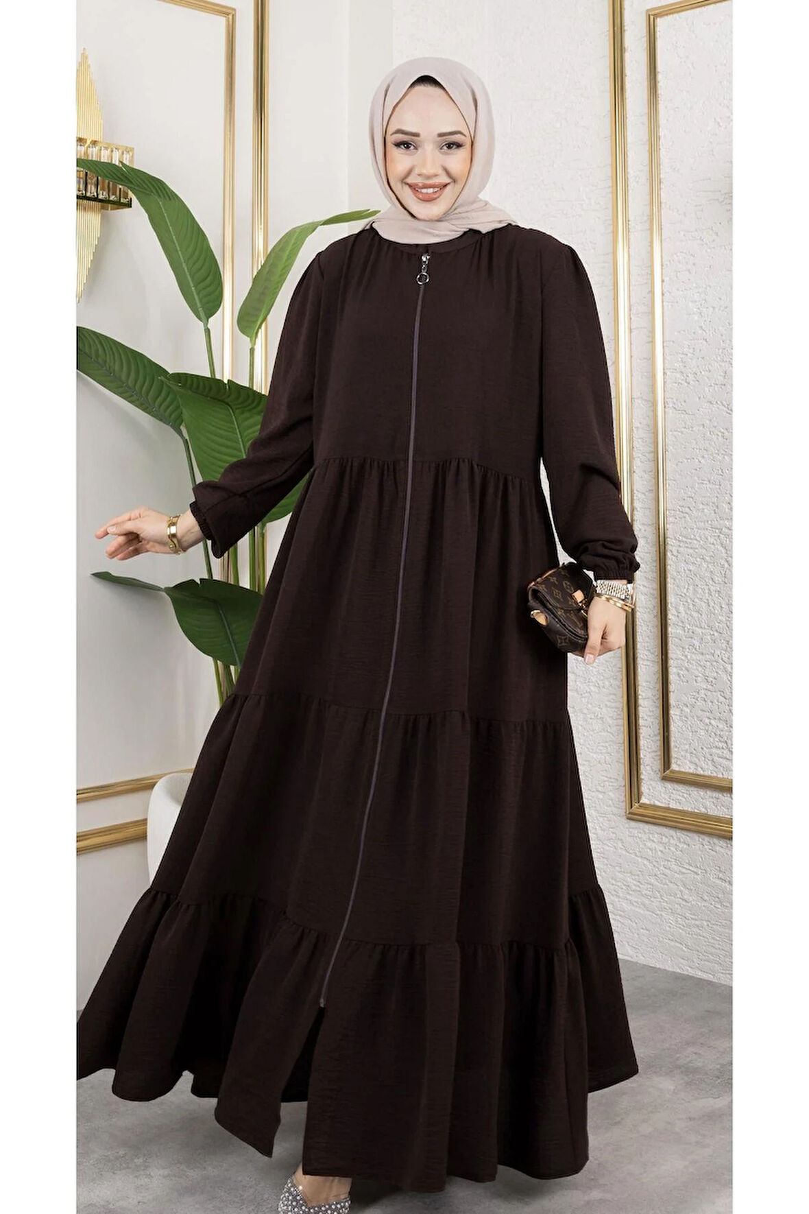 Kadın Fermuarlı Cepli Ayrobin Ferace