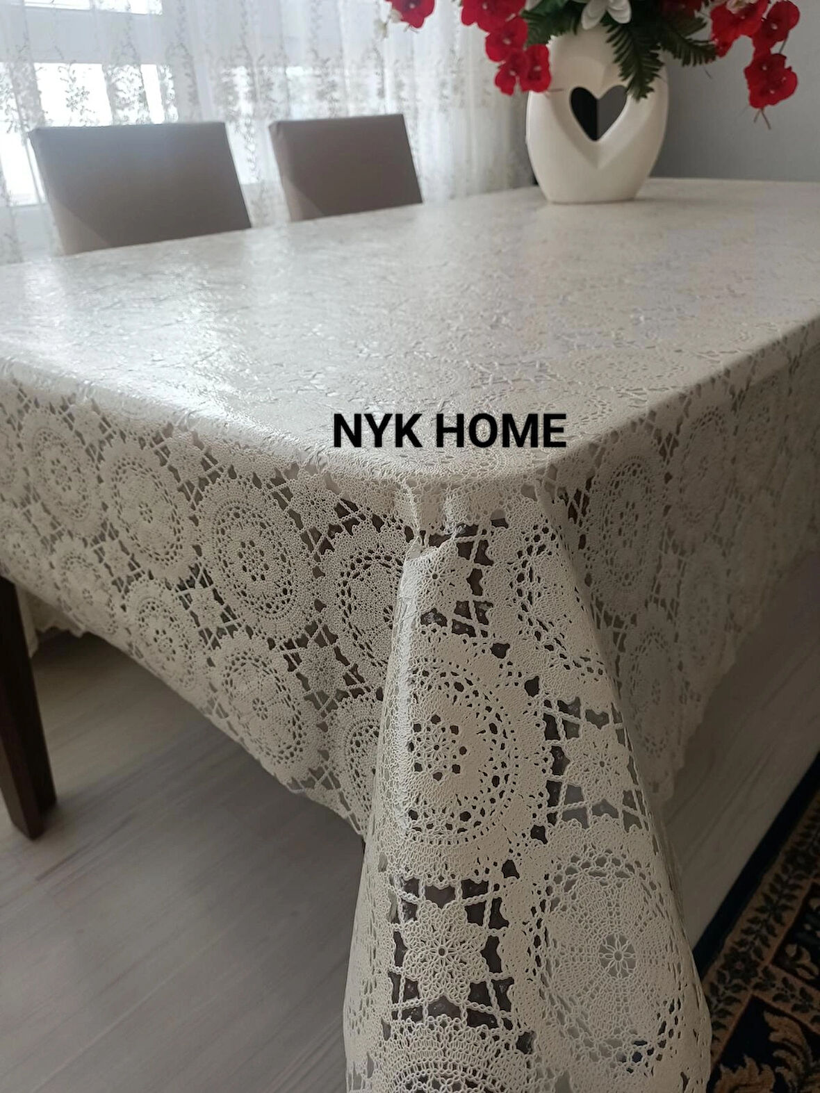 NYK HOME Hasır Desen Lüks Pvc Silinebilir Masa Örtüsü Tüm Renk Ve Ölçüler  KREM