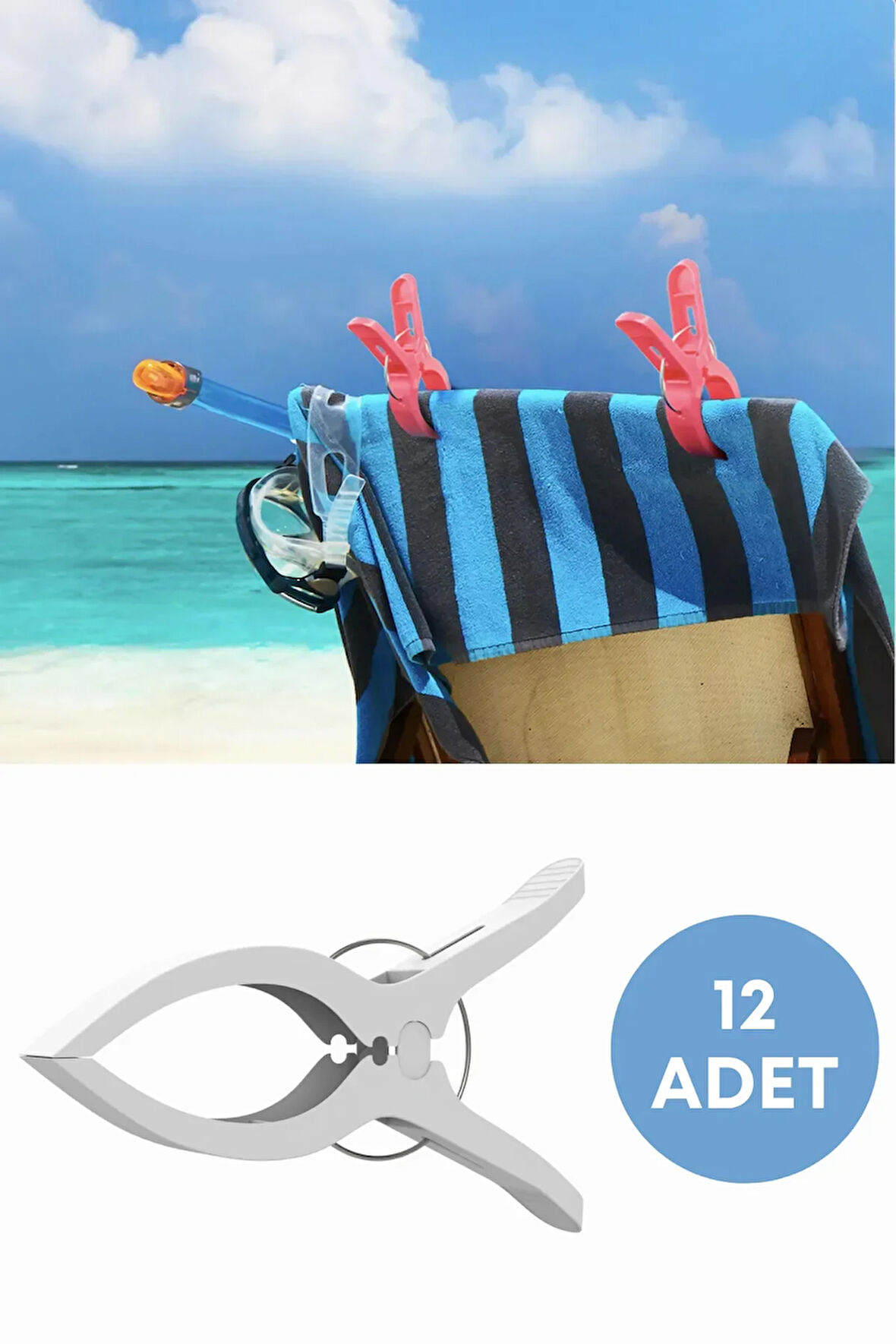 Büyük Mandal Plaj Havlusu Şezlong Sabitleyici Halı Asma Mandalı Çamaşır Klipsi Havlu Kıyafet Tutucu