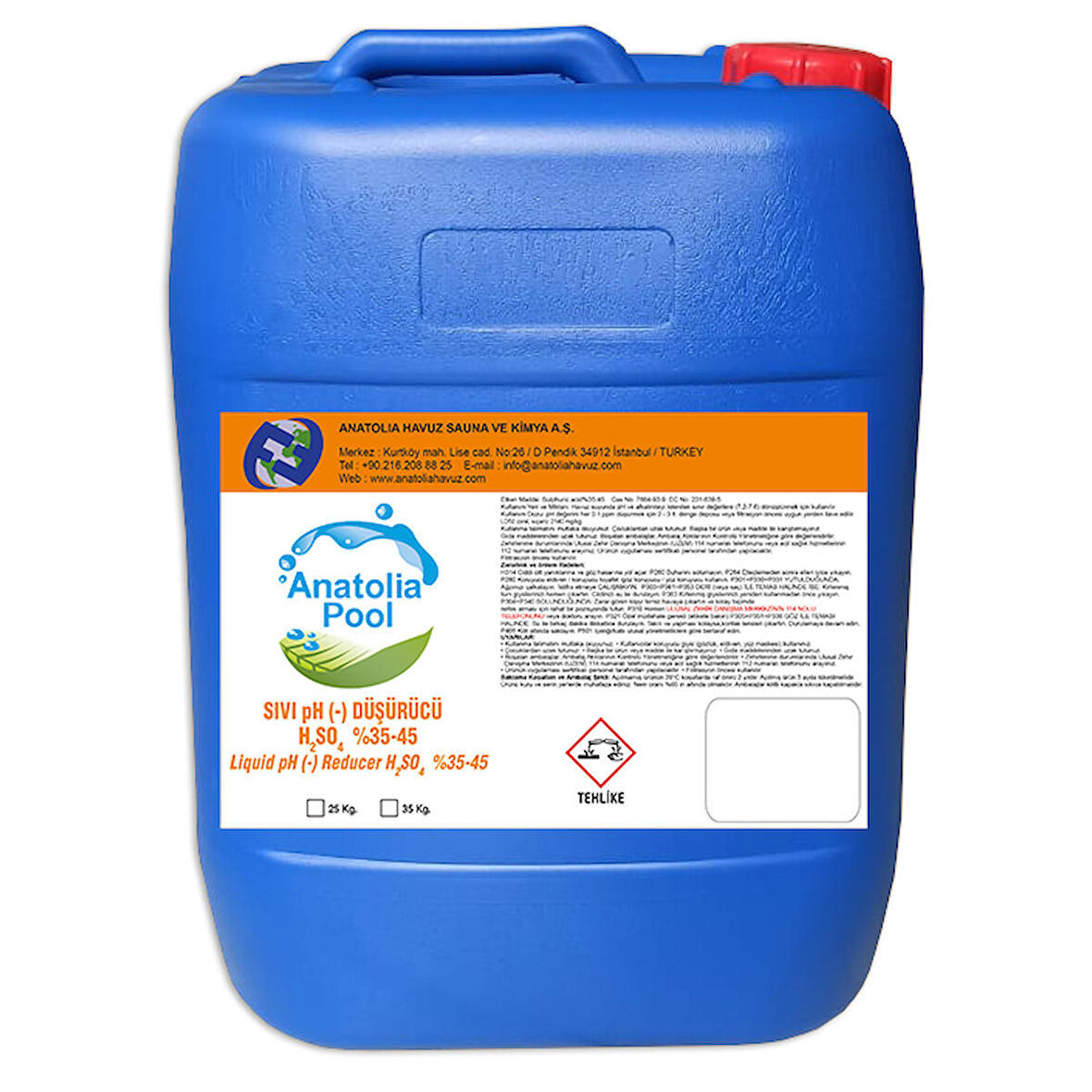 Anatolia Pool Sıvı Ph (-) Düşürücü 25 Kg H₂SO₄ (Liquid Ph - Reducer)