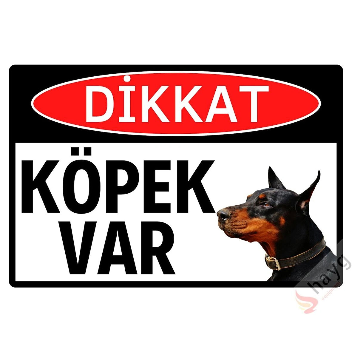 - Dikkat Köpek Var Alüminyum Uyarı Levhası - Doberman - 20cm x 30cm