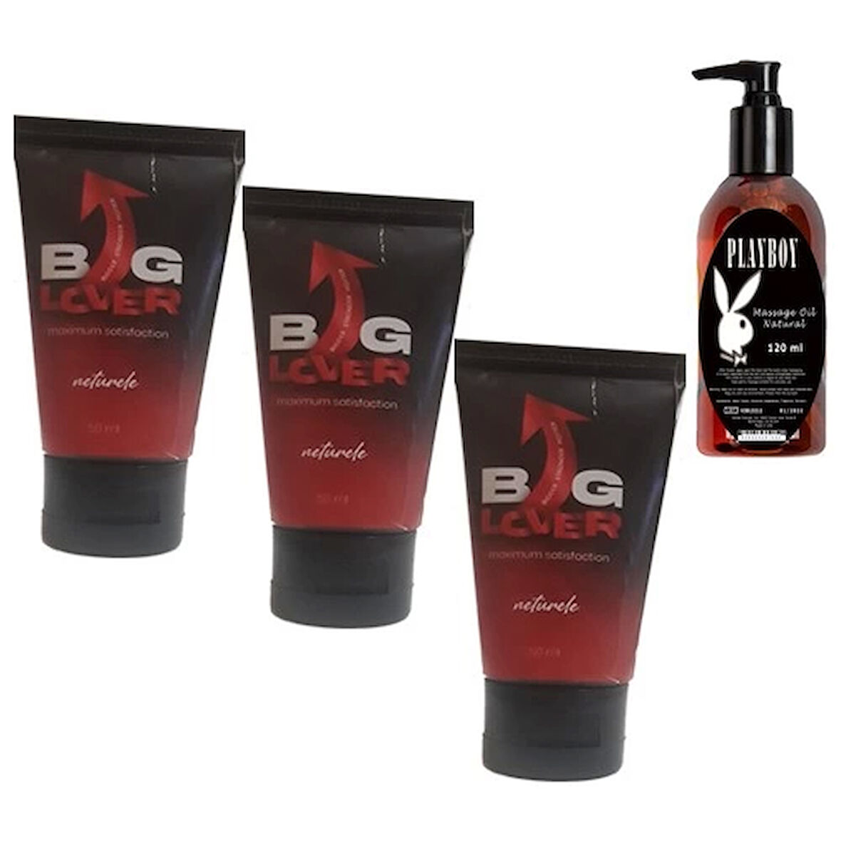 Big Lover Erkeklere Özel 50 ml Jel 50 ml Maximum Strength Hardening Gel For Men 3 Adet + Playboy 120 ml Masaj Yağı