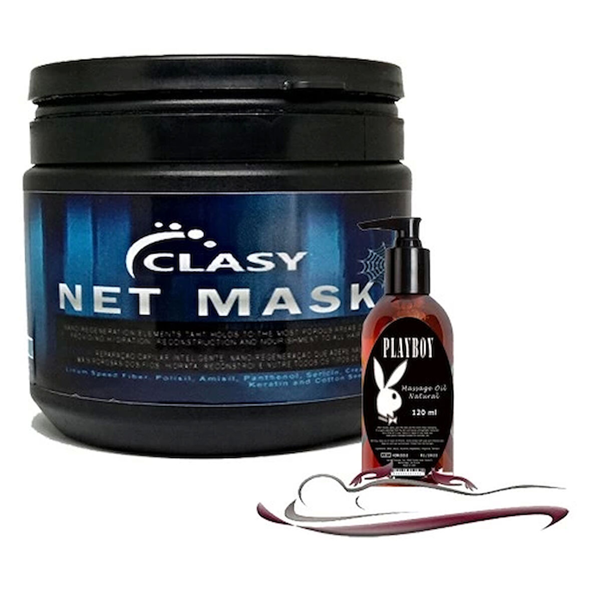 Clasy Net Mask 450ML Saç Bakım Maskesi ile 120ML Playboy Masaj Yağı