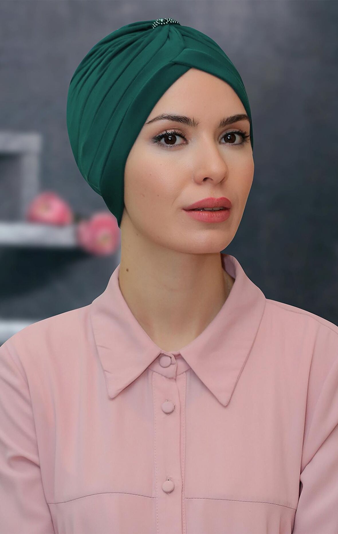 Zümrüt Pratik Hazır Geçmeli Tesettür Bone Sandy Kumaş Taçlı Büzgülü 1208_37