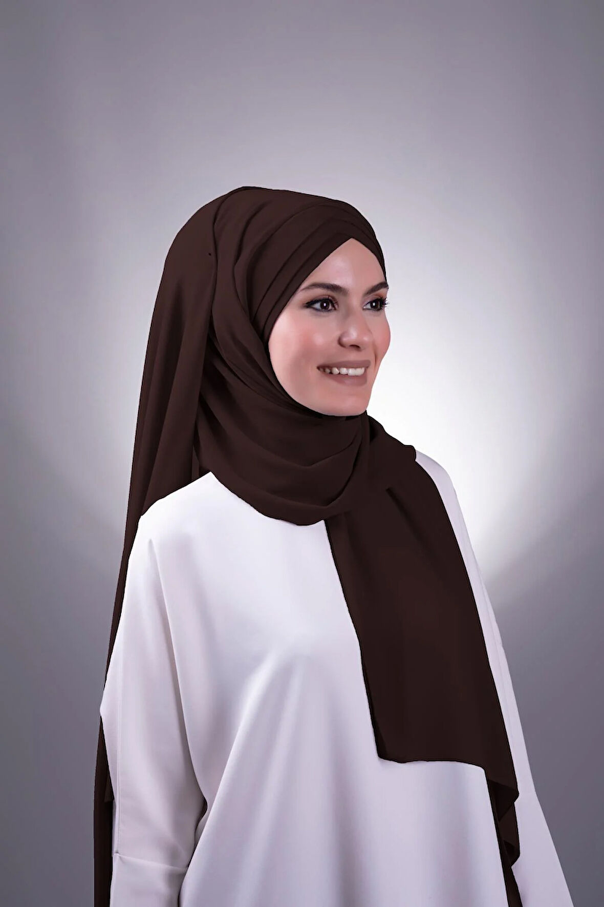 Kahve Arkadan Bağlamalı Şal Şifon Çapraz Üç Bantlı 1457_14