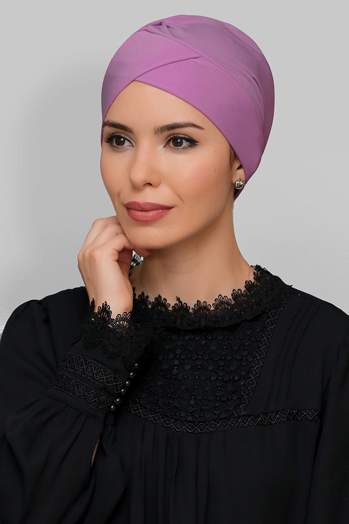 Gül Kurusu Pratik Hazır Geçmeli Tesettür Bone Sandy Kumaş Çapraz Büzgülü 1801_18