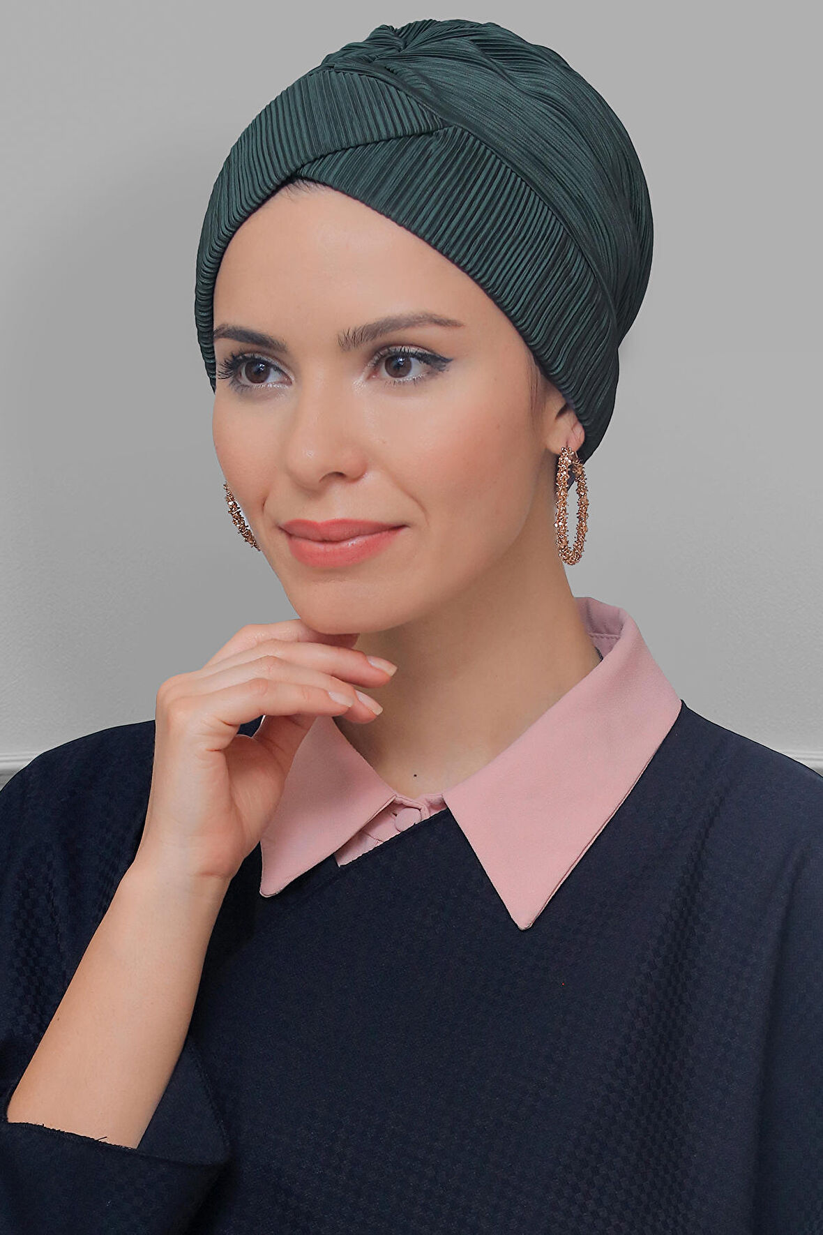 Füme Pratik Hazır Geçmeli Tesettür Bone Fukuro Piliseli Çapraz Büzgülü 1822_25