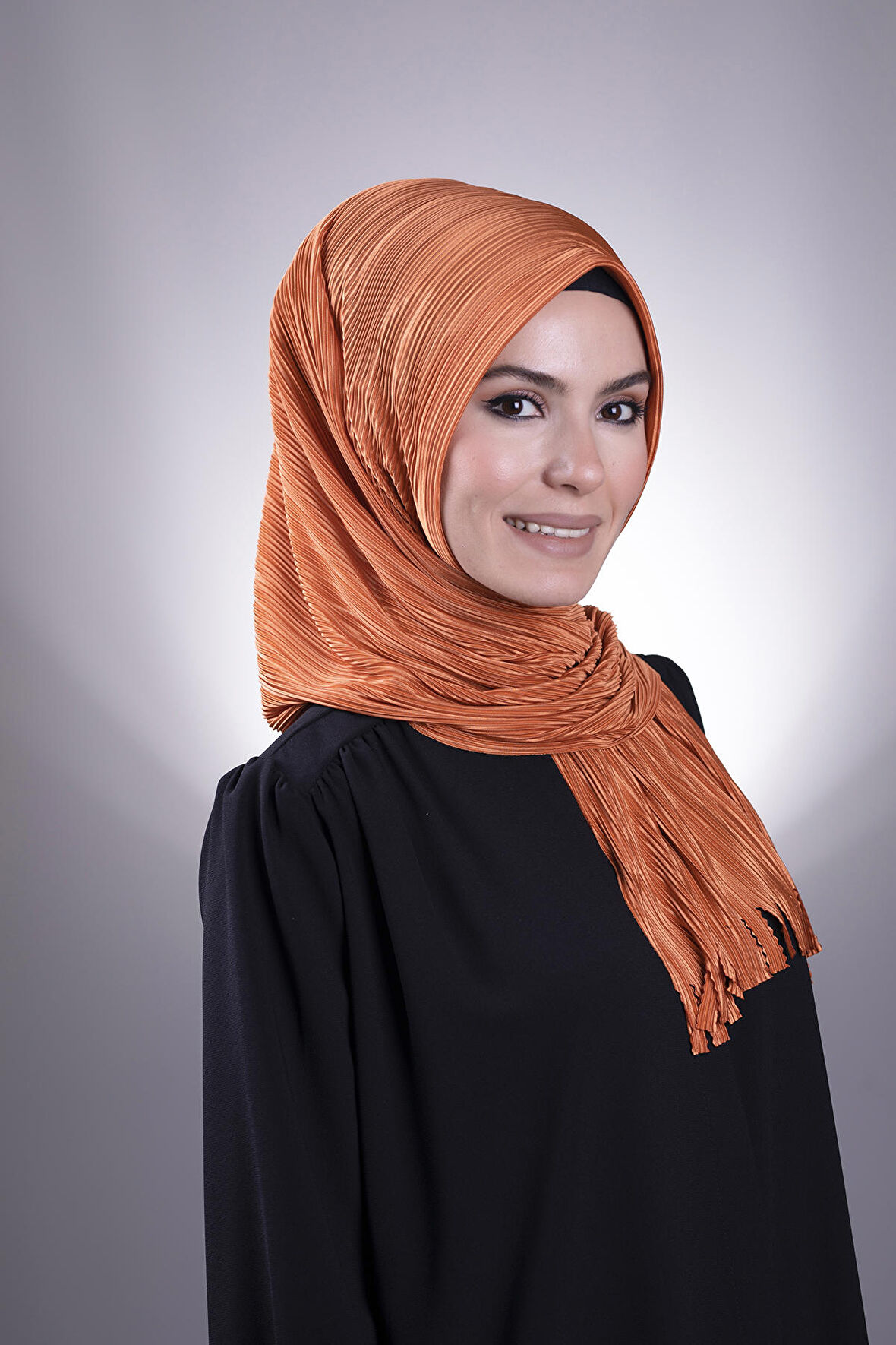 Kiremit Pratik Hazır Geçmeli Tesettür Eşarp Fukuro Piliseli Saçaklı Lazer Kesim 1828_05