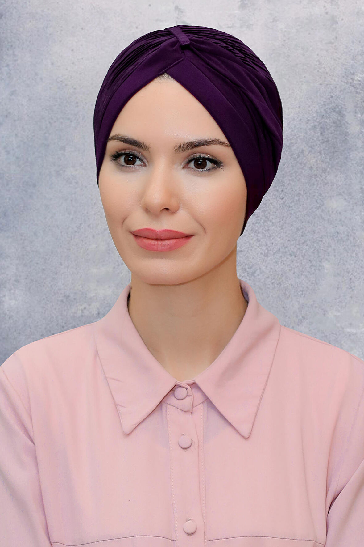 Mürdüm Pratik Hazır Geçmeli Tesettür Bone Fukuro Sandy Kumaş Büzgülü 1831_07