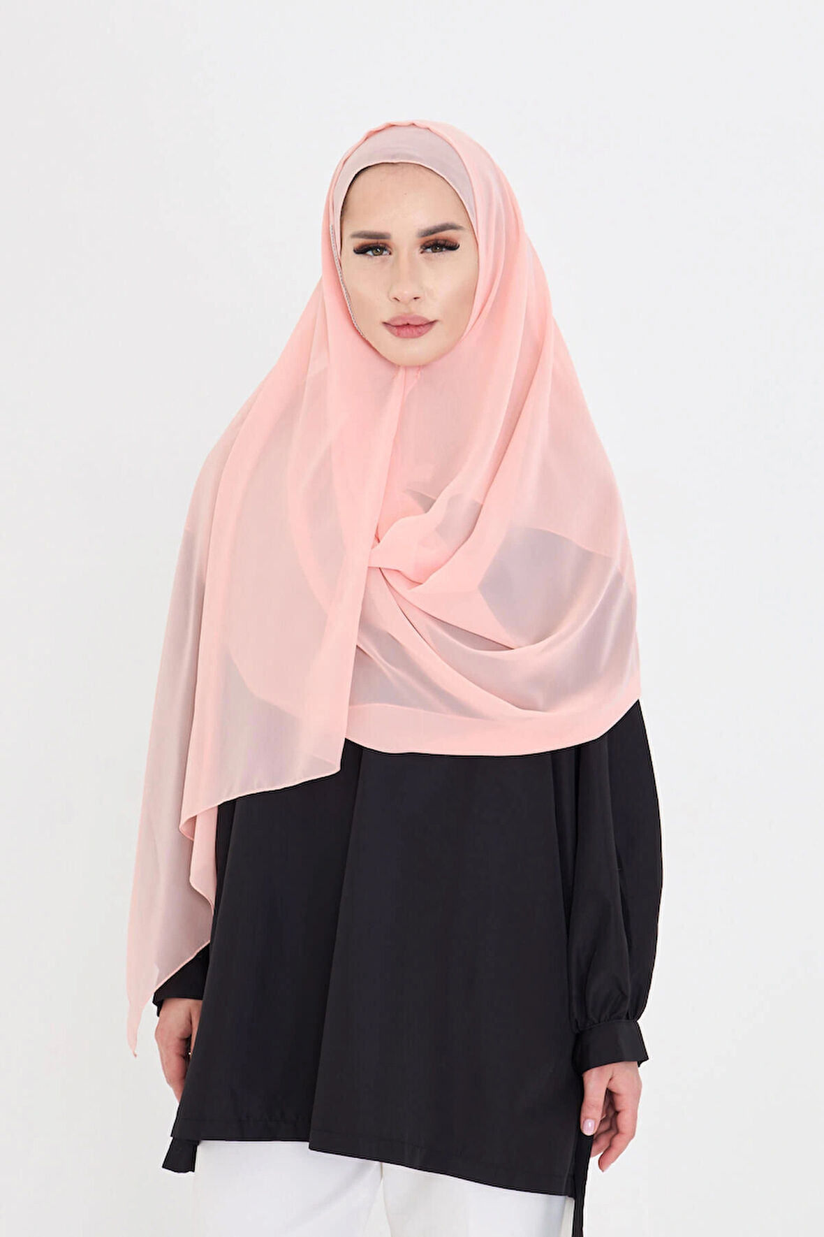 Somon Pratik Hazır Geçmeli Malezya Şal Şifon Taşlı 1850_39