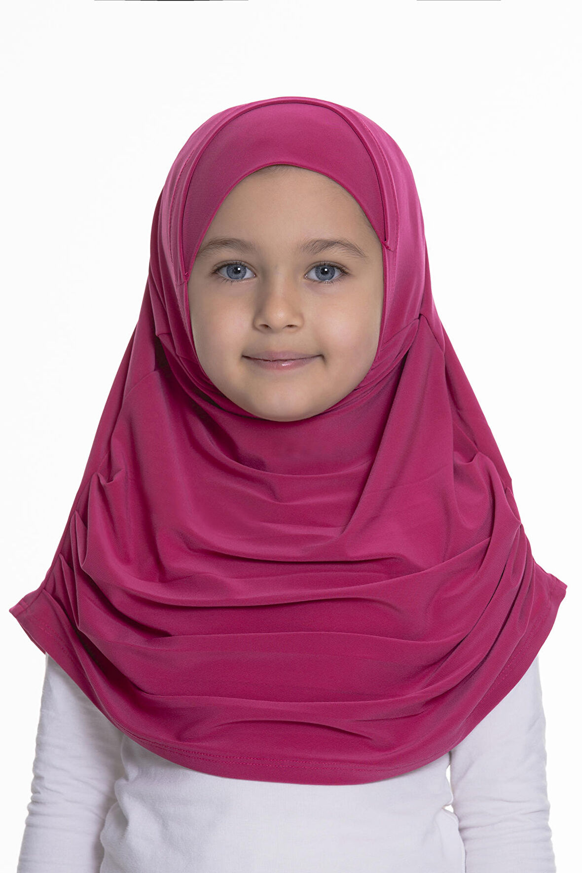 Fuşya Pratik Hazır Geçmeli Çocuk Tesettür Bone Sandy Kumaş Kendinden Boneli 78_20