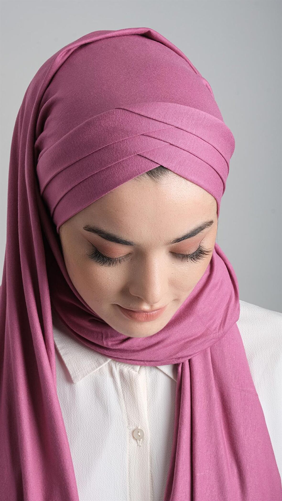 Gül Kurusu Arkadan Bağlamalı Şal Viskon Kumaş Üç Bantlı 2103_18