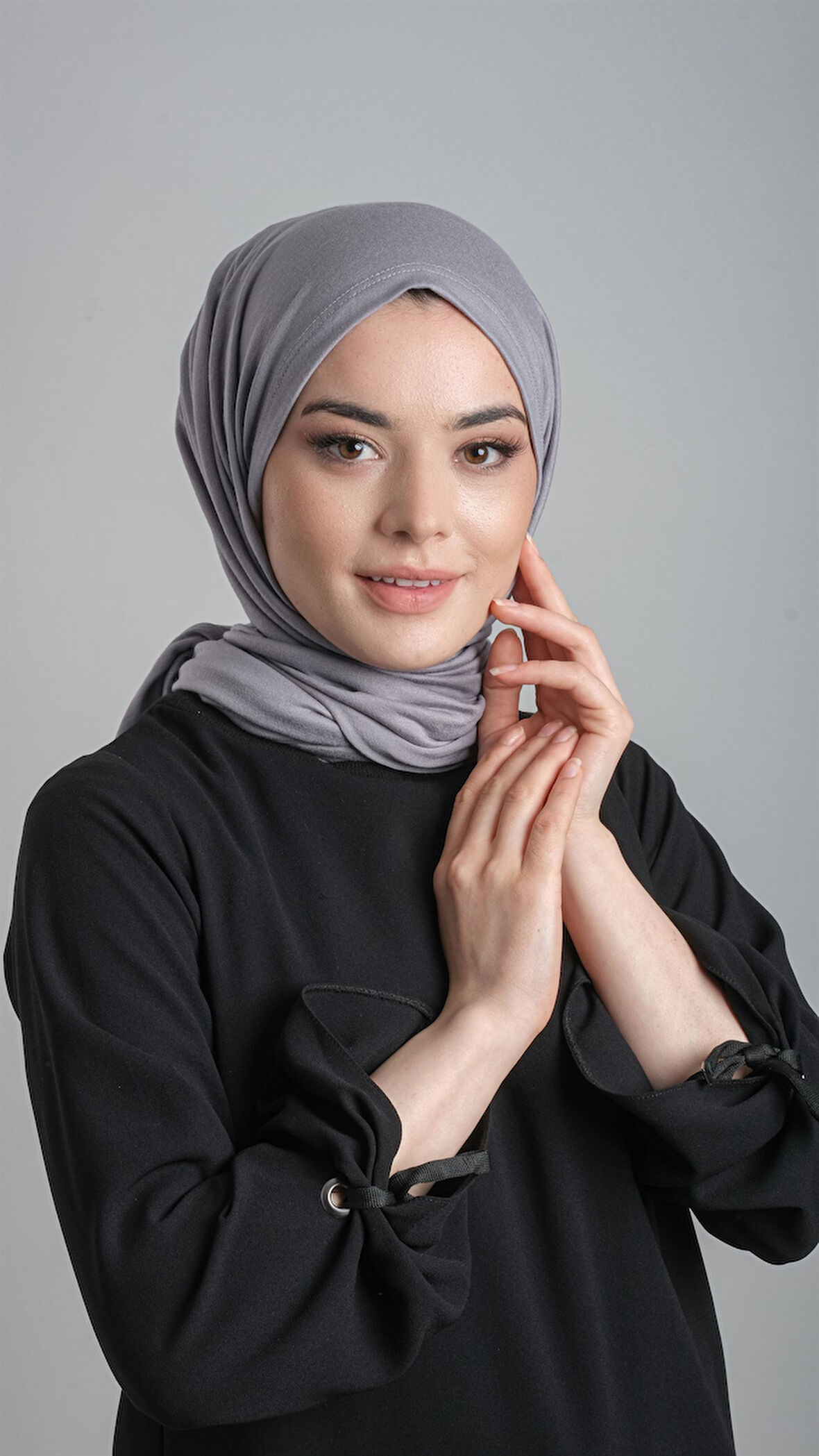 Gri Pratik Hazır Geçmeli Şal Viskon Kumaş Penye Şal 2108_15