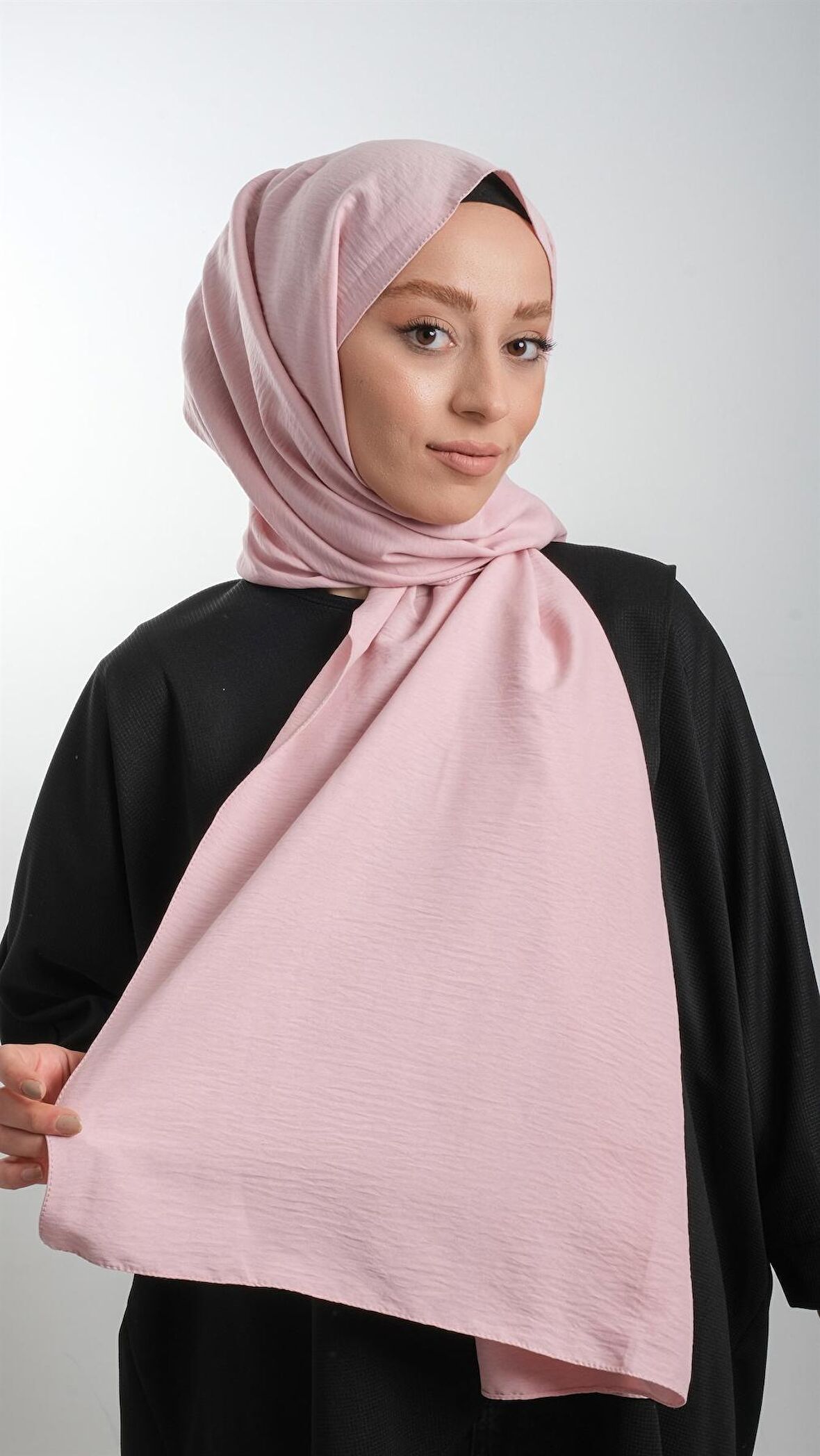 Pembe Düz Klasik Şal Pamuk Caz Sade 202105_04