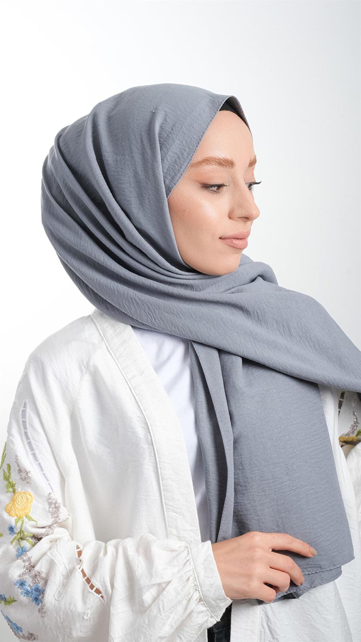 Füme Düz Klasik Şal Pamuk Caz Sade 202105_25