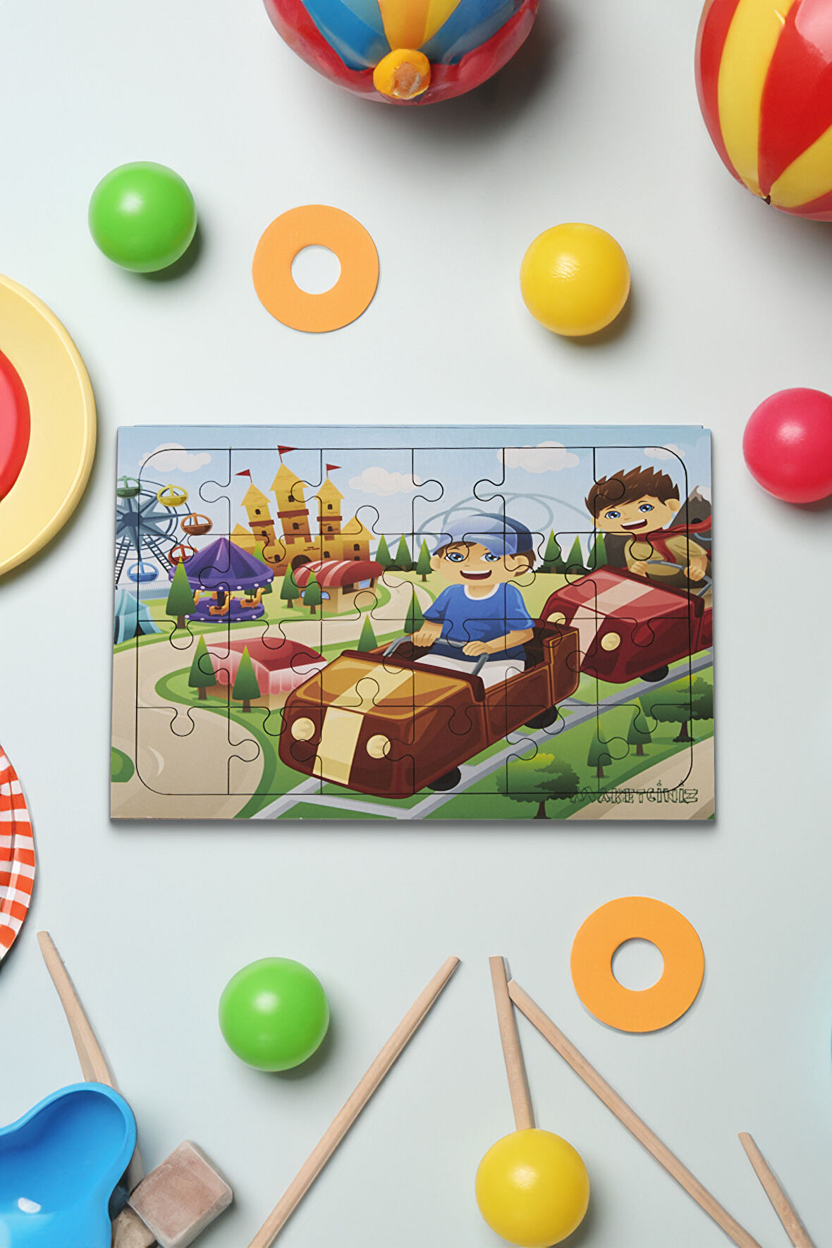 Ahşap 24'lü Yapboz Lunapark Maceram Puzzle