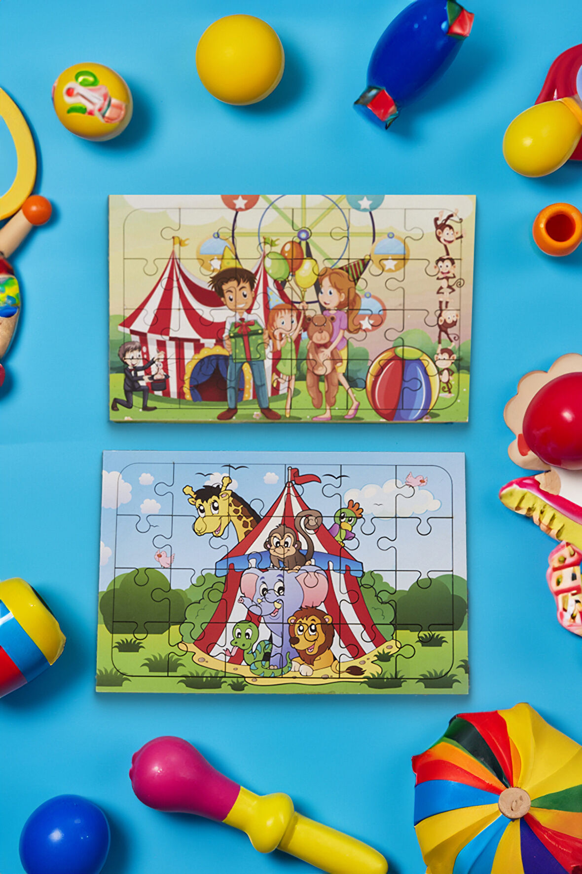 Okul Öncesi Başlangıç Yapboz Canım Ailem ve Sirk Ahşap Puzzle Set