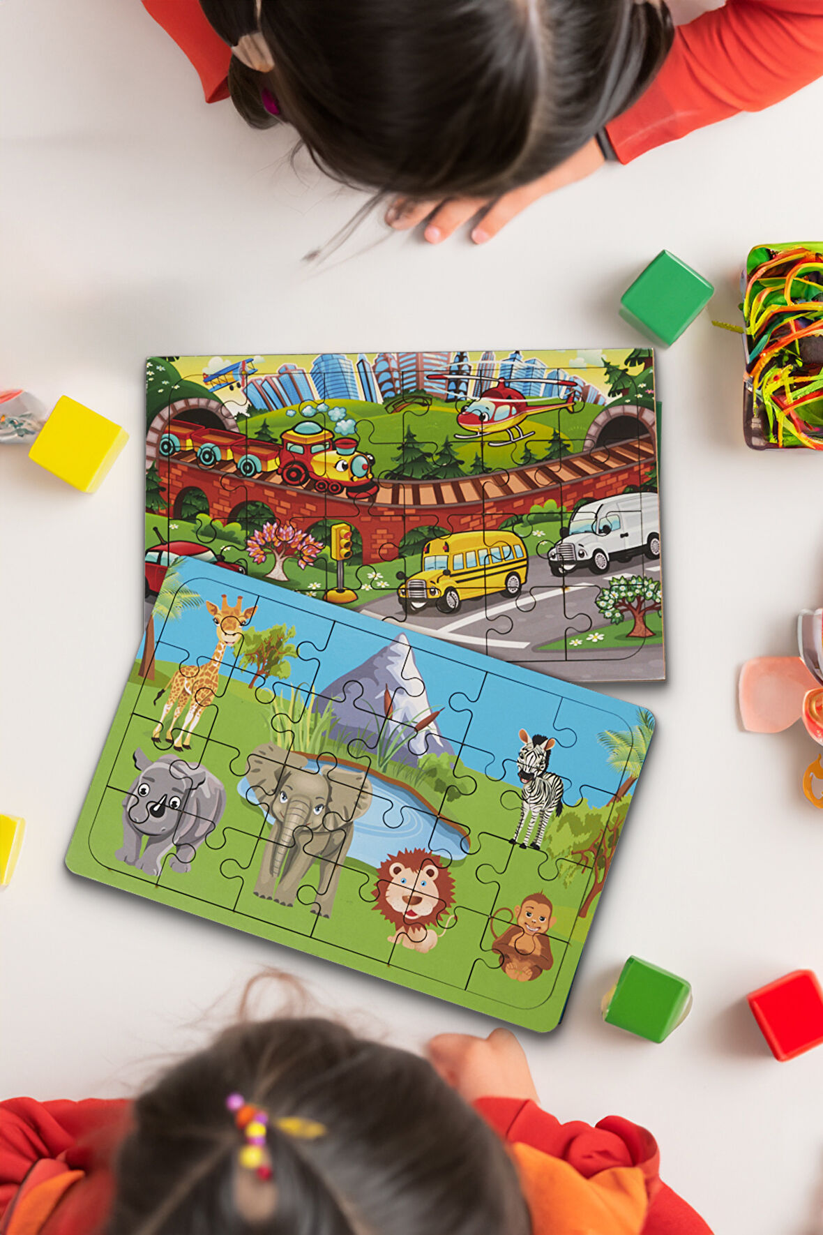 Okul Öncesi Başlangıç Yapboz Taşıtlar Ve Safari Ahşap Puzzle Set