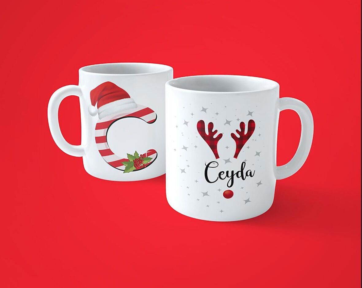 Yeni Yıla Özel C harfli İsim Basılı Kupa Bardak