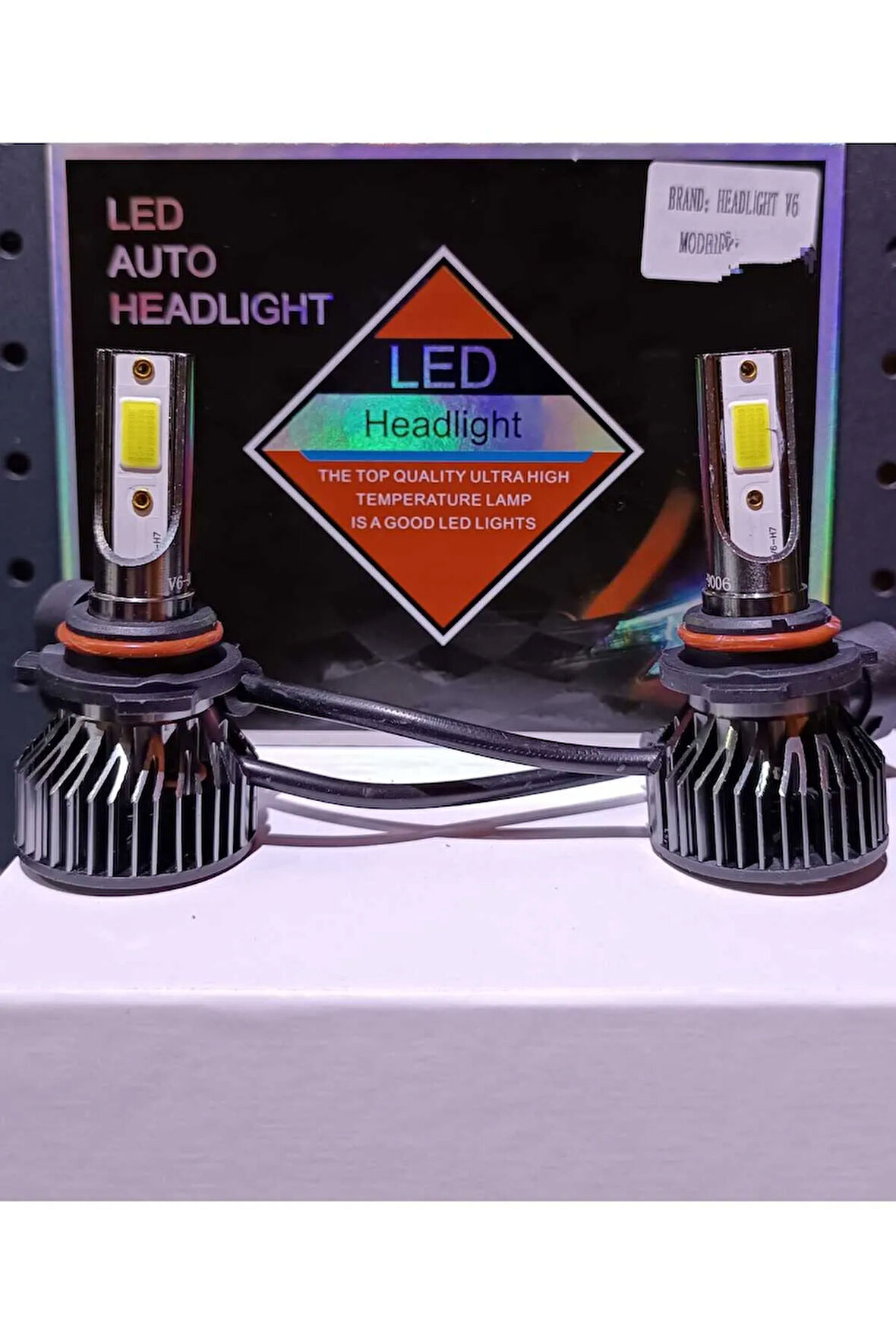 V6 HB4 9006 LED Xenon Şimşek Etkili Beyaz Renkli Soğutma Fanlı Oto Ampul- GARANTİLİ