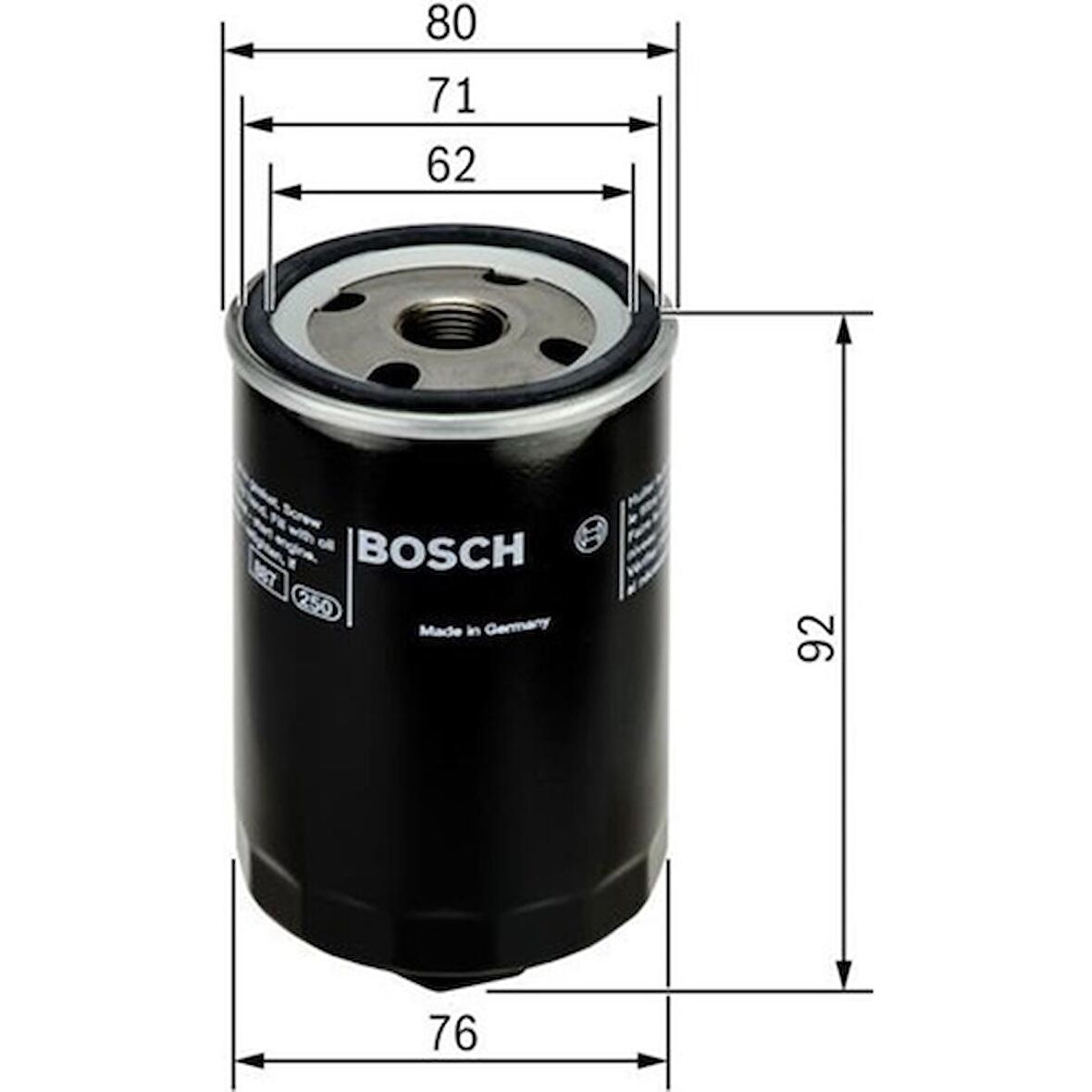Bosch F026407143-0986TF0008 Yağ Filtresi Polo-Golf Iıı-Caddy-Bora-Octavıa-Fabıa-Toledo-Leon-Passat 1.8 0451103318