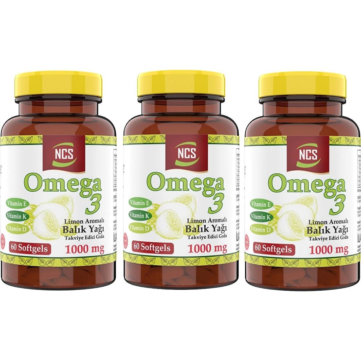 Ncs Omega 3 Limon Aromalı Balık Yağı 1000MG  3 Kutu