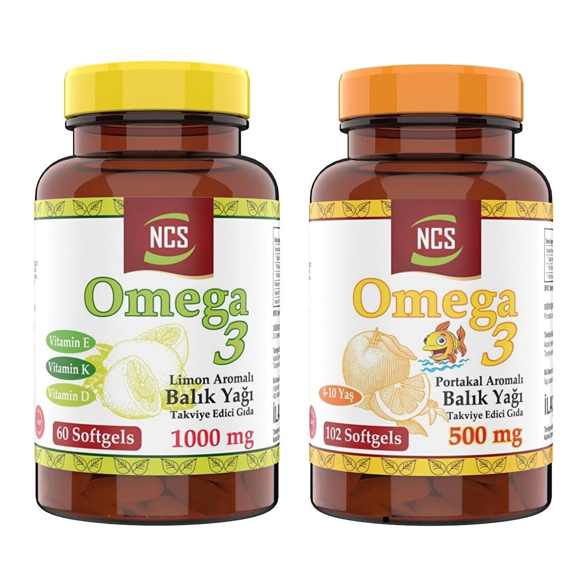 Ncs Omega 3 Portakal Aromalı Çocuklar Için Balık Yağı   Omega 3 Limon Aromalı Balık Yağı 1000MG