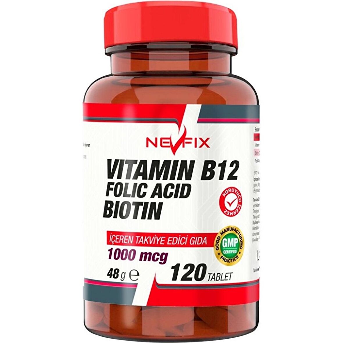 Nevfix Vitamin B12 Folic Acid Biotin 1000 Mcg 120 Tablet