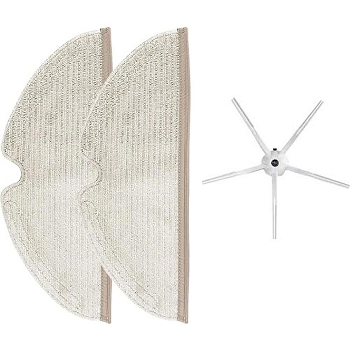Dijitaldepodan Roborock S5 Max Aksesuar Seti 2 Adet Tam Yüzeyli Fiber Mop Bezi 1 Adet Yan Fırça