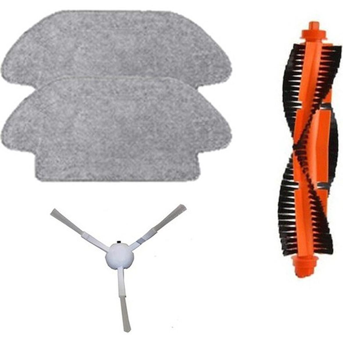 Srfn Ticaret  Xiaomi Mi Uyumlu Robot Vacuum Mop Pro Set 2 Adet Fiber Mop Bezi 1 Adet Yan Fırça 1 Adet Ana Fırça