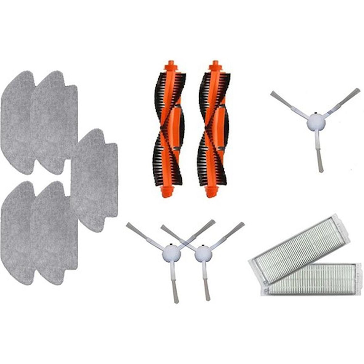 Dijitaldepodan Xiaomi Mi Robot Vacuum Mop Pro Set 5 Adet Fiber Mop Bezi 2 Adet Hepa Filtre 3 Adet Yan Fırça 2 Adet Ana Fırça