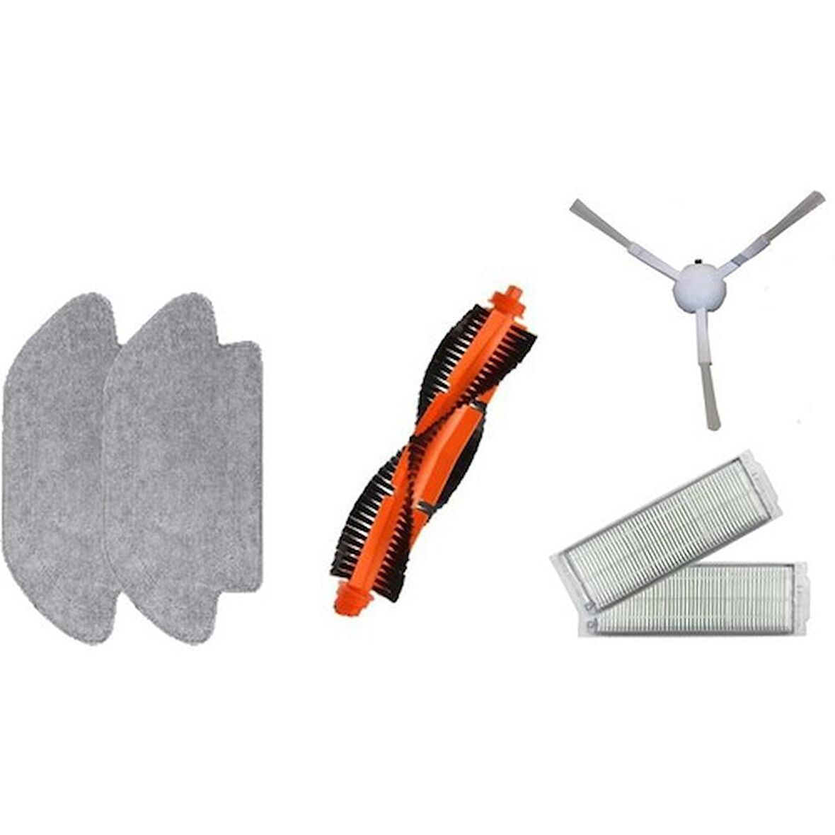 Srfn Ticaret Xiaomi Mi Uyumlu Robot Mop Pro Set 2 Adet Fiber Mop Bezi 2 Adet Hepa Filtre 1 Adet Yan Fırça 1 Adet Ana Fırça
