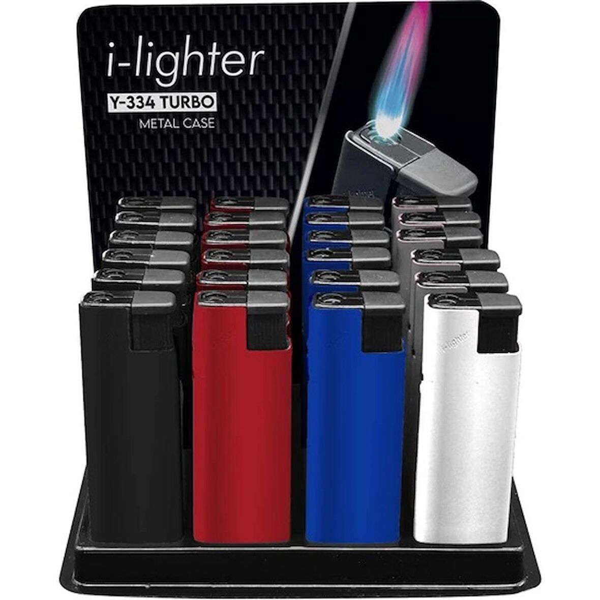 Toscow I-Lighter Y-334 Turbo Metal Kasalı Çakmak 24'lü Paket