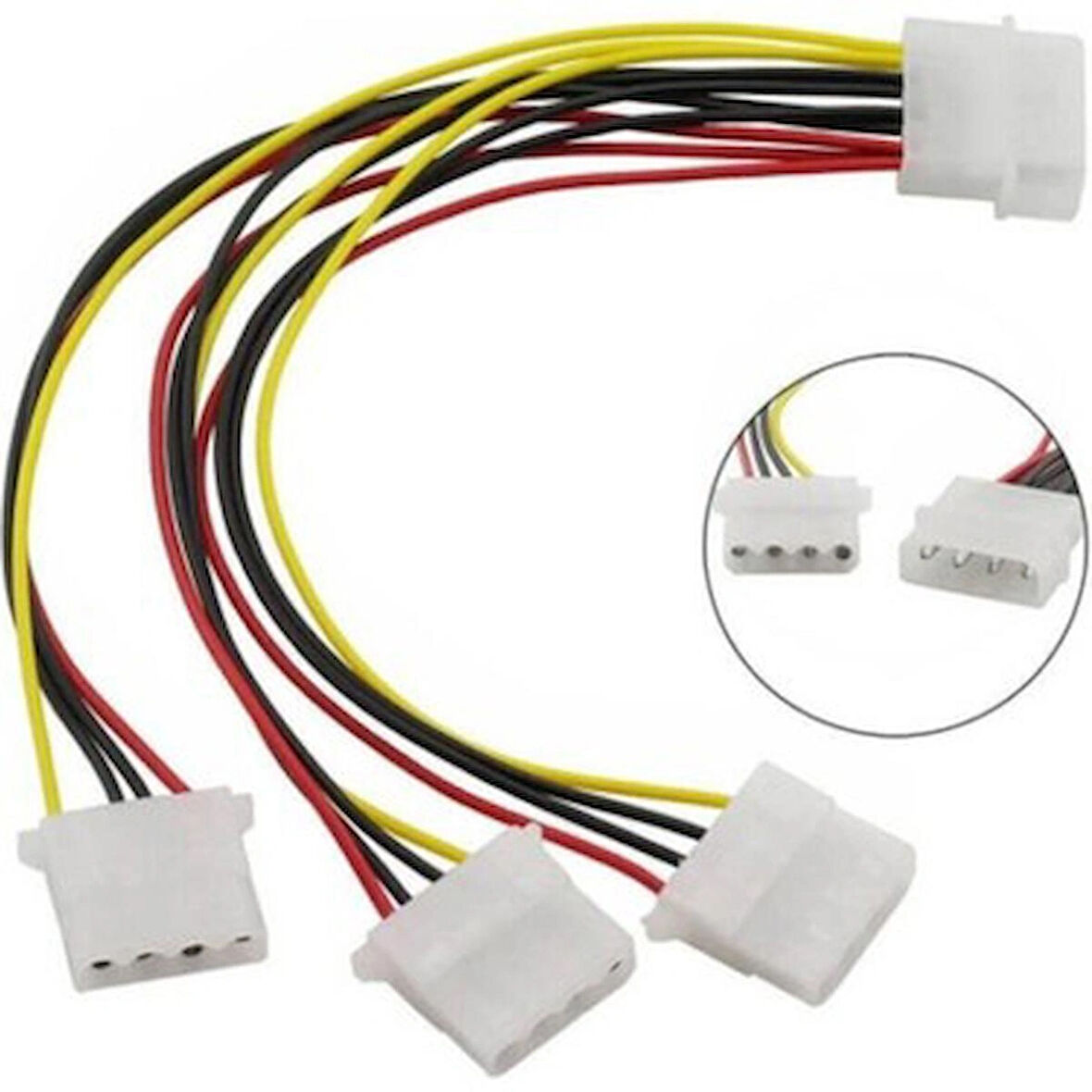 3lü Power Çoklayıcı Kasa Içi 4 Pin Molex 1 Erkek 3 Dişi Kablo 3lü power kablo