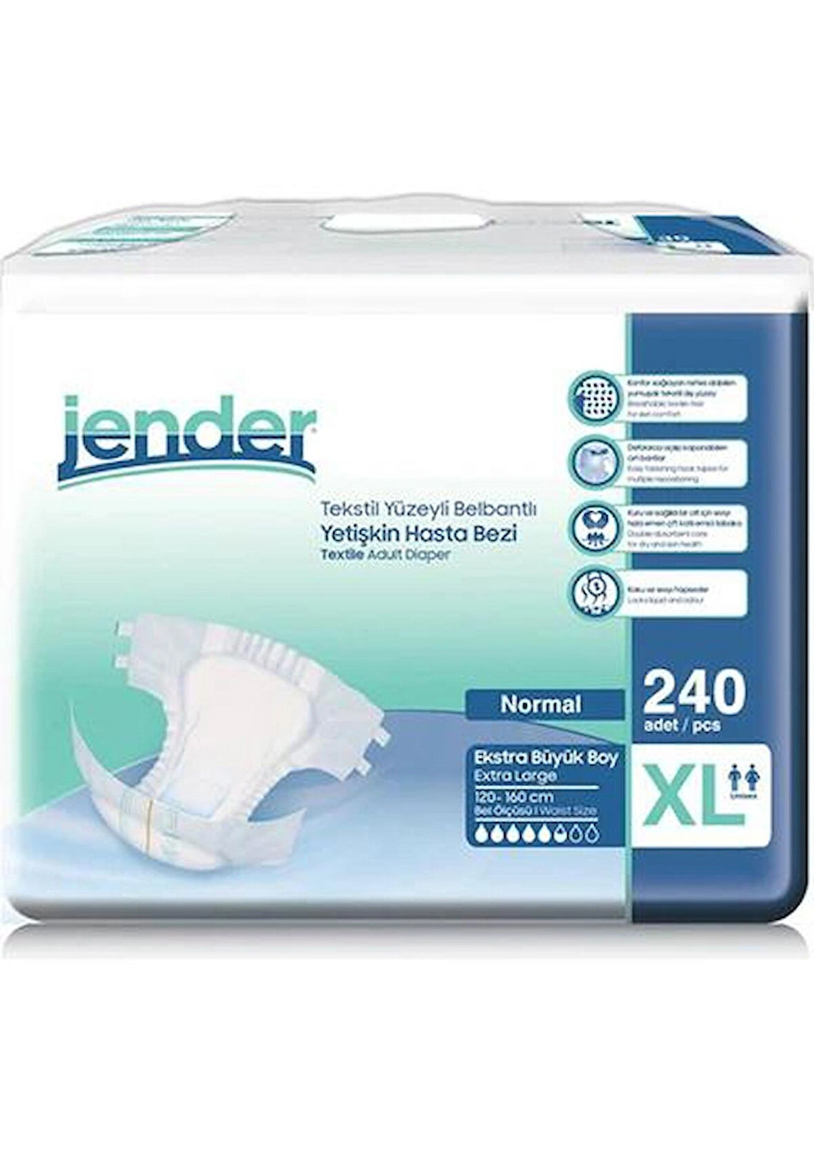 Jender Emici Bel Bantlı Yetişkin Hasta Bezi X-Large 240 Adet