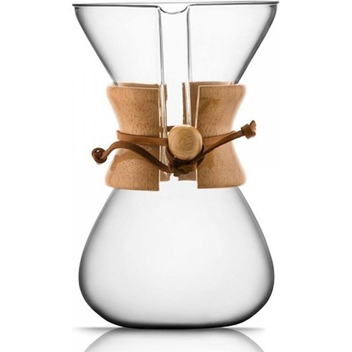 Horecamark Ahşap Boyunlu Cam Pour Over Demleme Ekipmanı 5 Kupa 800 ml