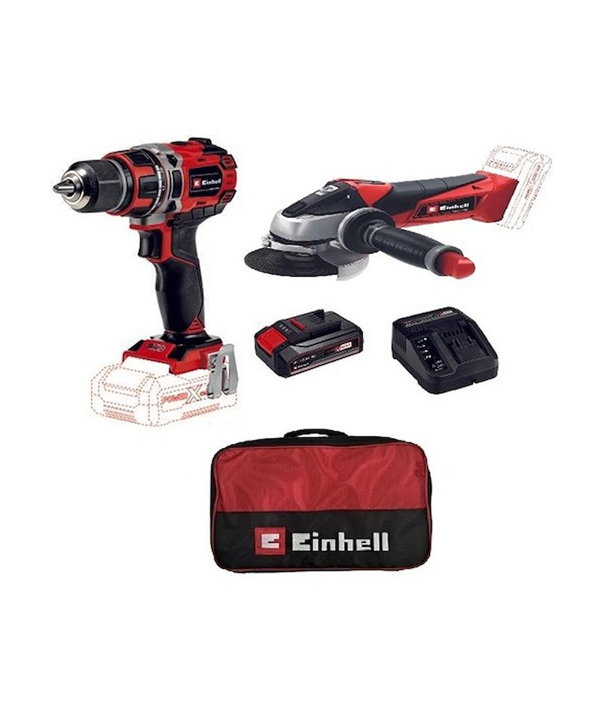 Einhell Te-Cd 18/50 Lı Bl Solo+Tc-Ag 18/115 Lı Solo+Çnt+ 2,5 Ah Pxc Strt Kit