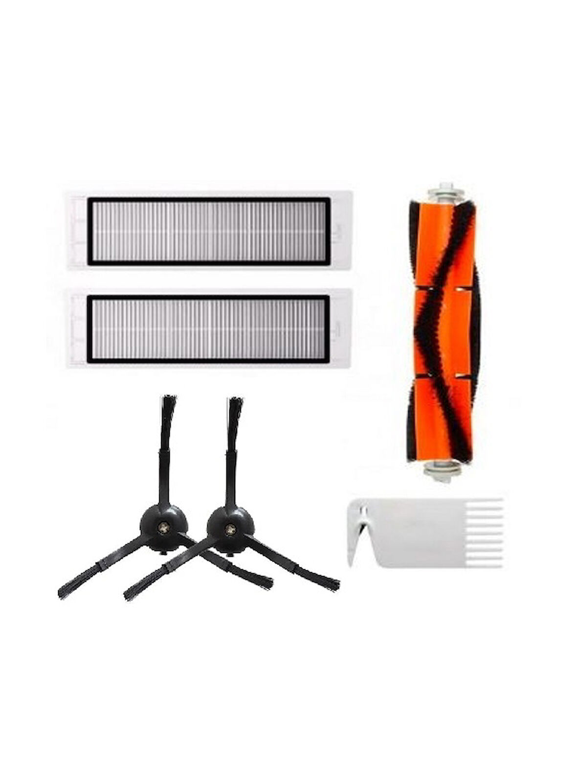 srfn ticaret Roborock S5,S50 ve S55 Uyumlu 6 Lı Siyah Set