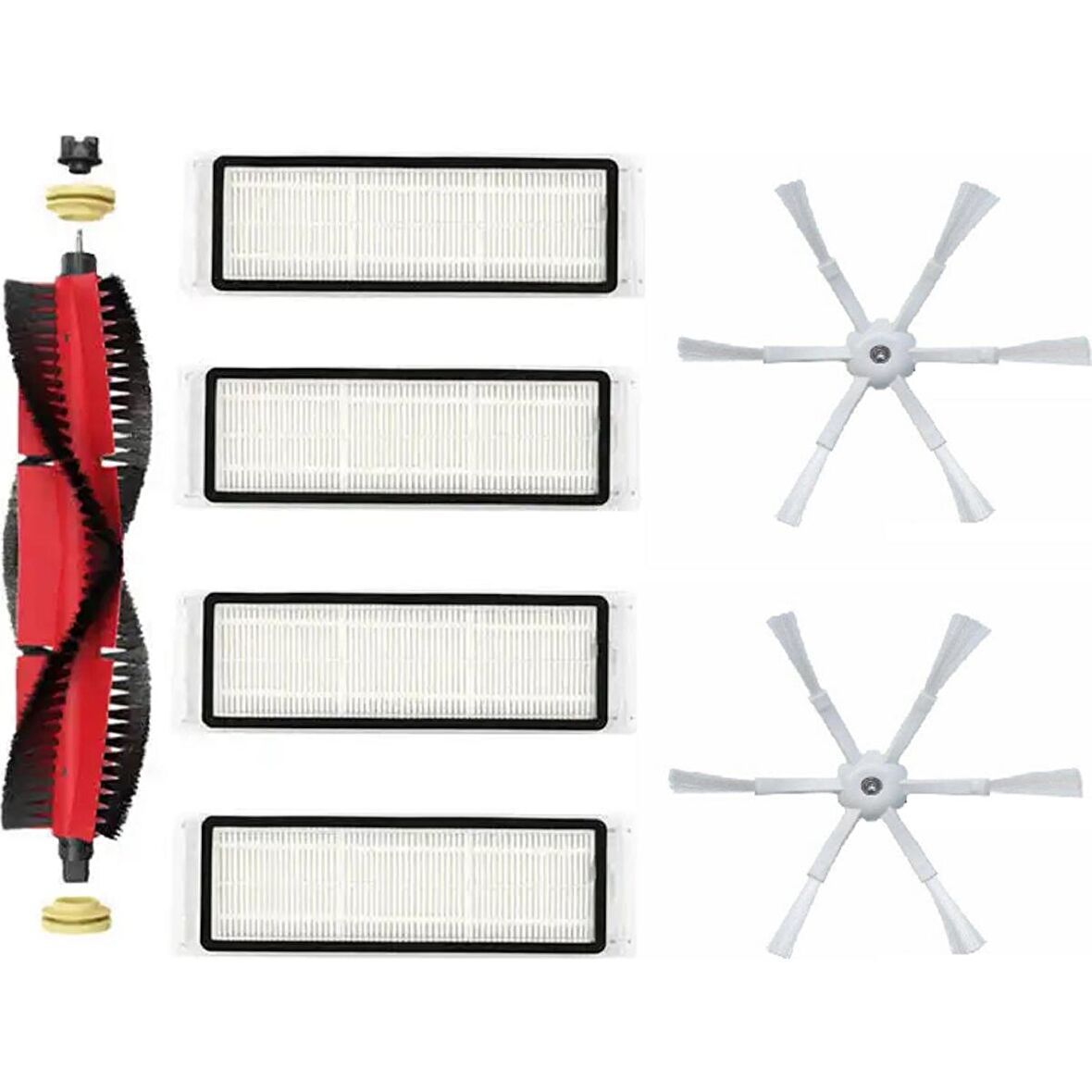 Roborock S5, S5 Max, S6 , S6 Pure, S50, S51, Uyumlu Yeni Nesil 6 Kollu Yan Fırçalı 7'li Set