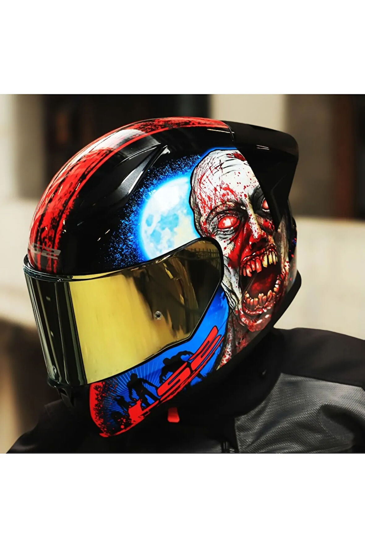 Rapıd 2 Race Zombıe Fullface Motosiklet Kaskı Gold Camlı