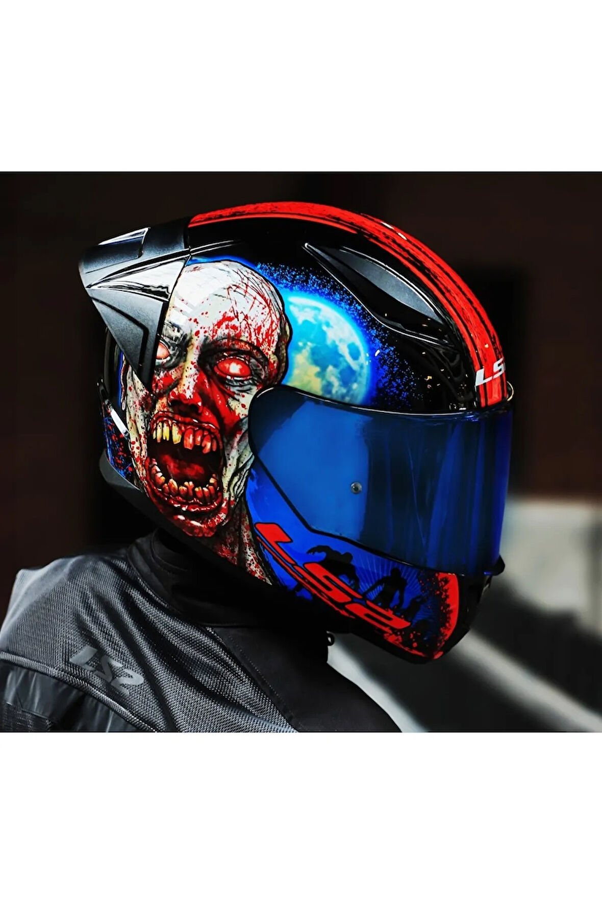 Rapıd 2 Race Zombıe Fullface Motosiklet Kaskı Mavi Camlı