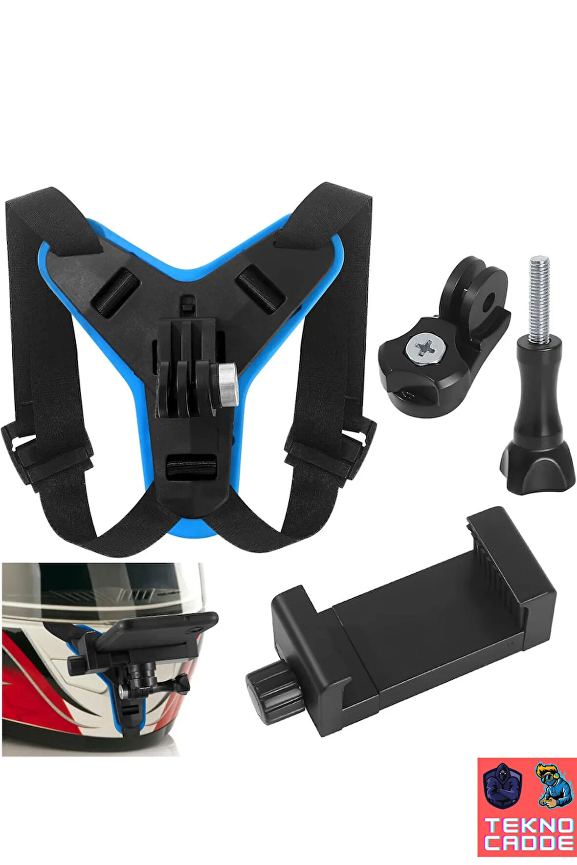 Bluetooth Kumandalı Aksiyon Kamerası ve Telefon Uyumlu Kask Bağlantı Aparatı