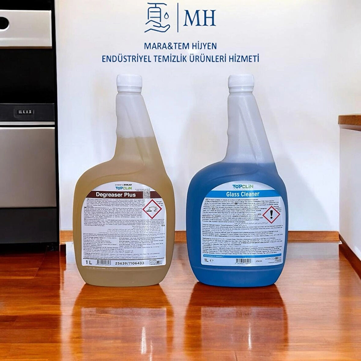 Ecolab Degreaser Yağ Çözücü 1lt / Ecolab Glass Cam Temizleme Ürünü 1 Lt