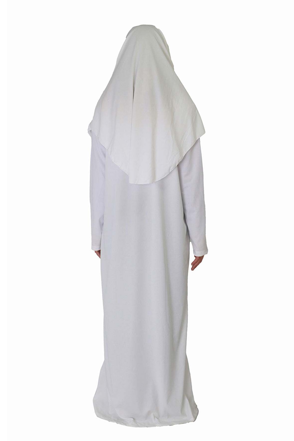 BEYAZ FERMUARLI NAMAZ ELBİSESİ