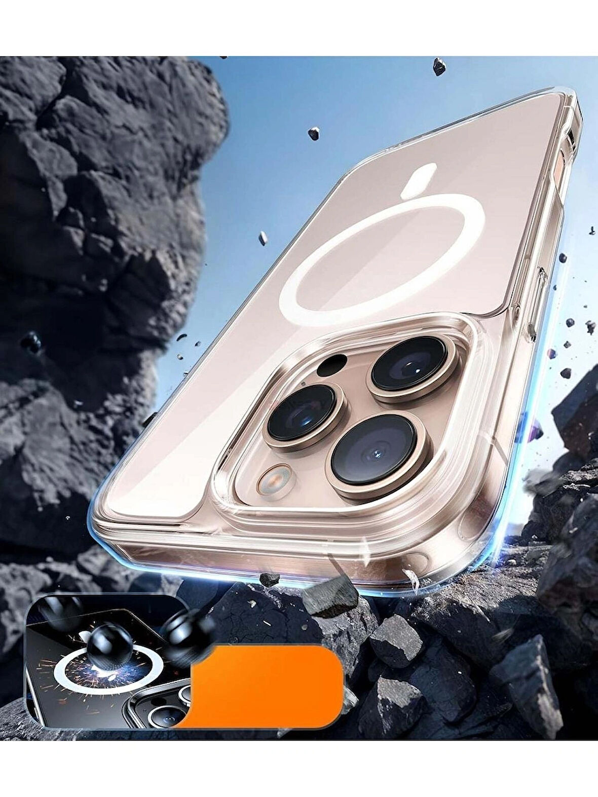 Apple iPhone 13/14 Uyumlu Magsafe Manyetik Wireless Kablosuz Şarj Destekli Sert Silikon Şeffaf Kapak