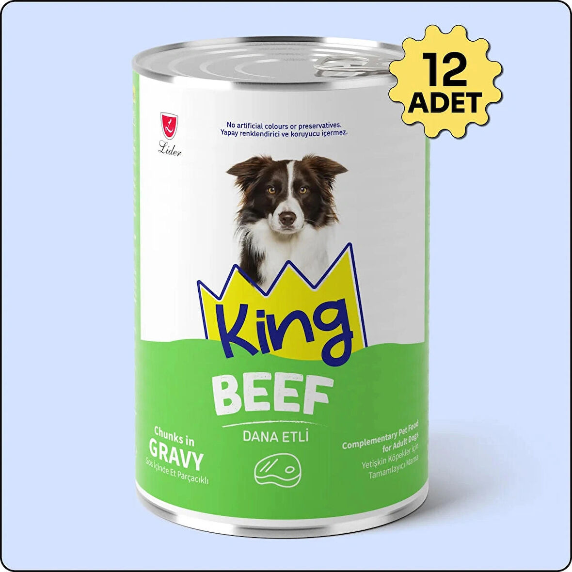 King Sos Içerisinde Et Parçacıklı Dana Etli Köpek Konservesi 400 gr 12 Adet
