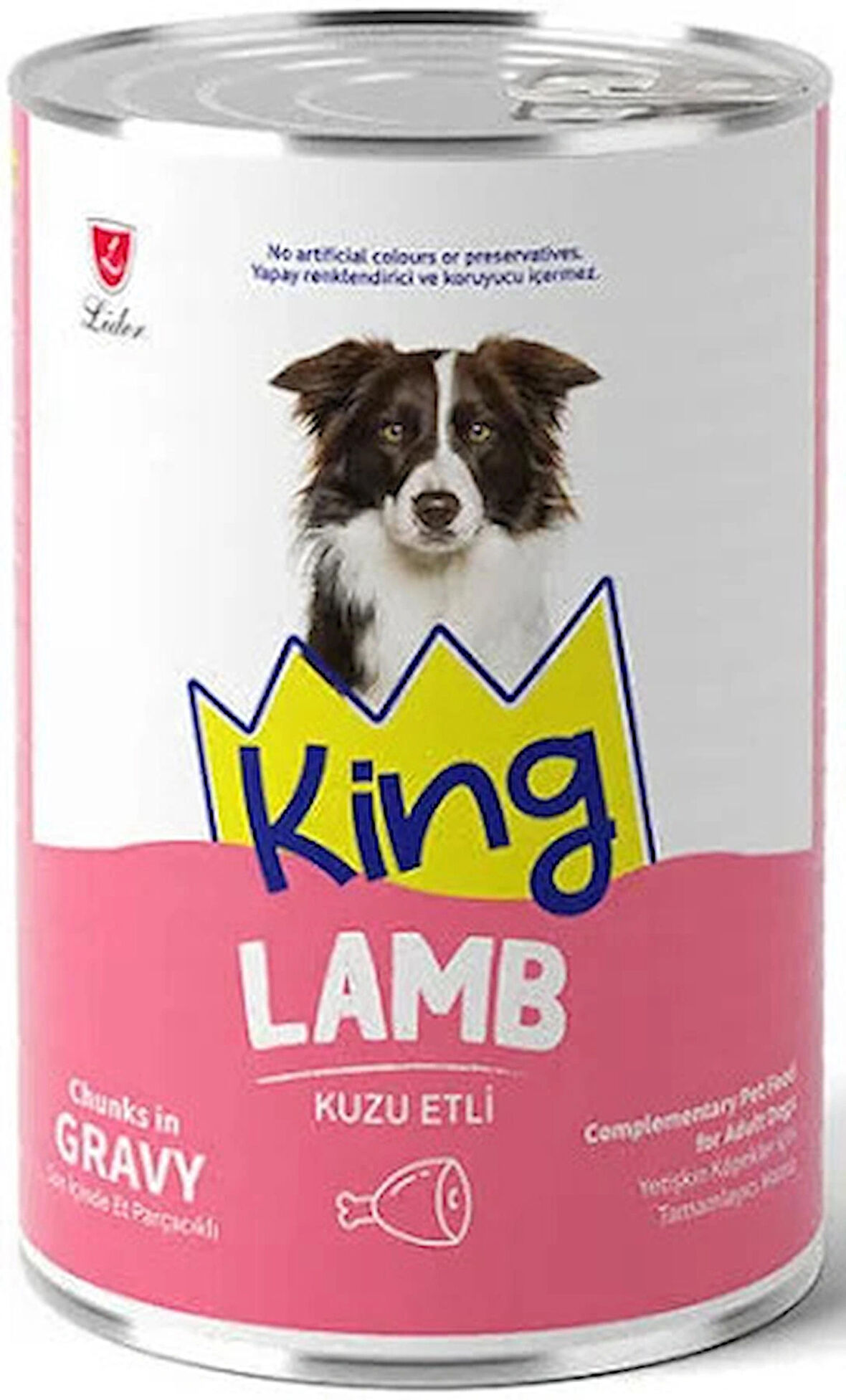King Sos Içerisinde Et Parçacıklı Kuzu Etli Köpek Konservesi 400 gr 12 Adet