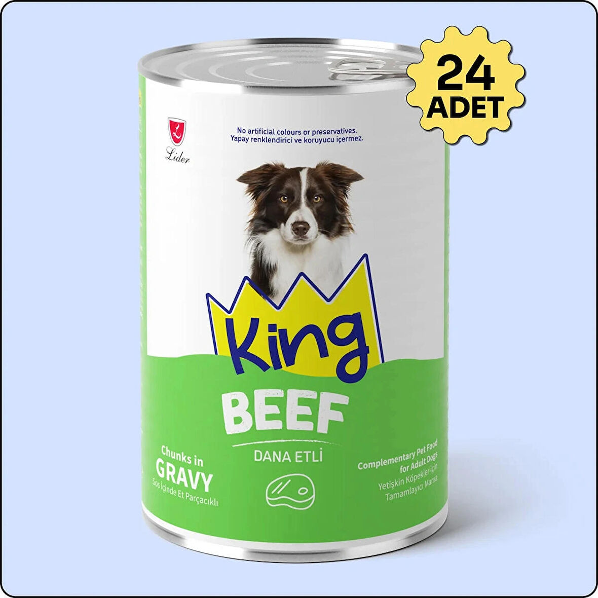 King Sos Içerisinde Et Parçacıklı Dana Etli Köpek Konservesi 400 gr 24 Adet