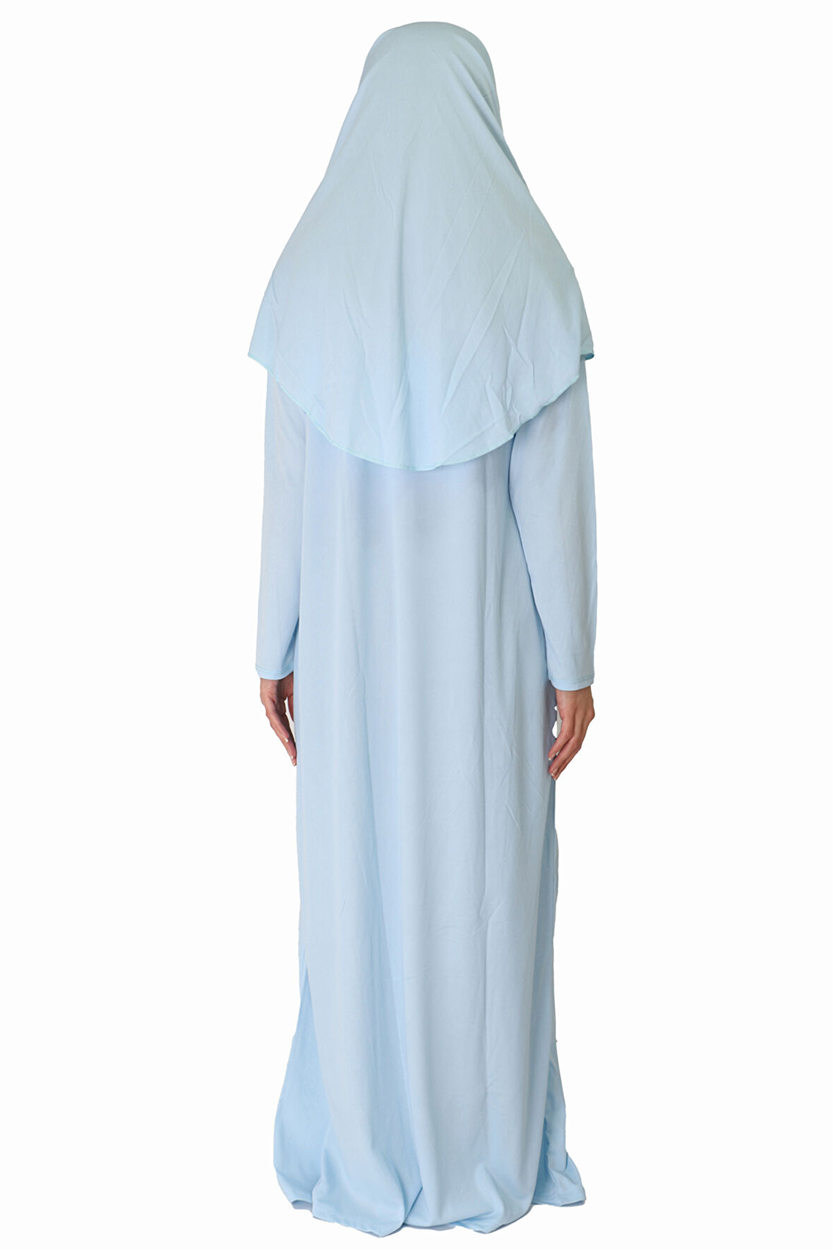 BUZ MAVİSİ FERMUARLI NAMAZ ELBİSESİ