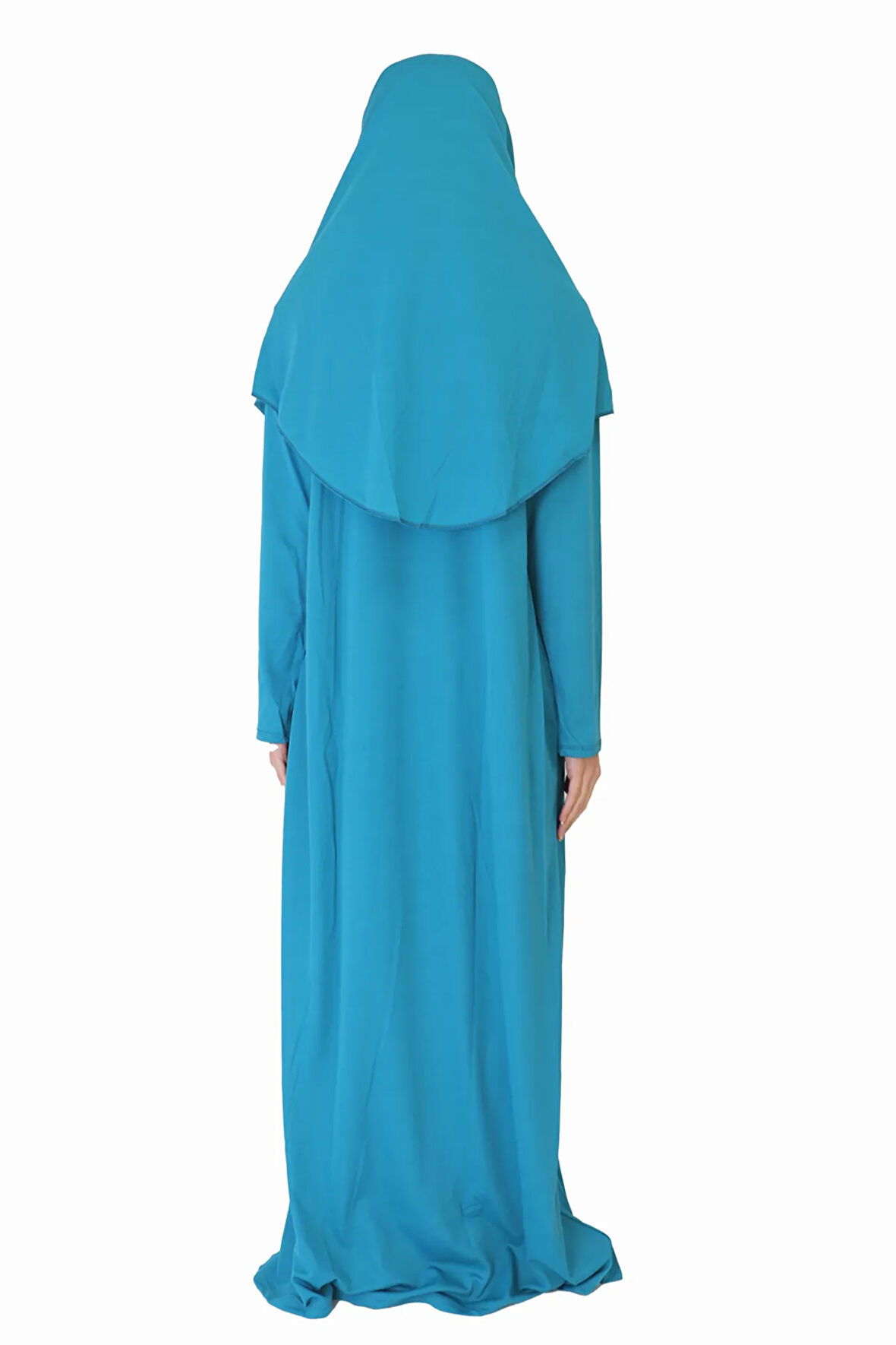TURKUAZ FERMUARLI NAMAZ ELBİSESİ